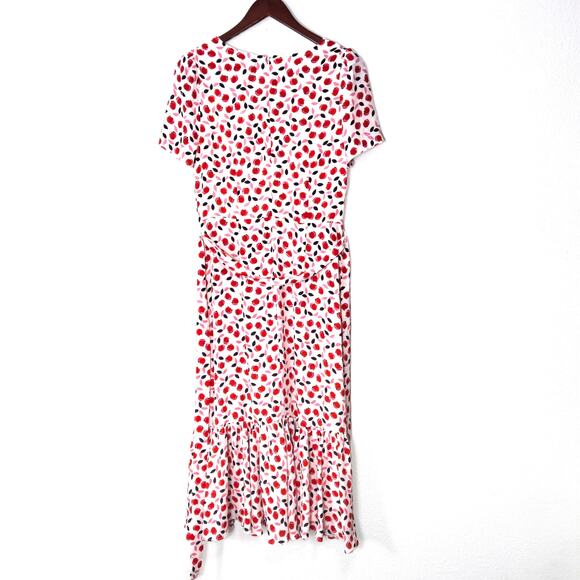 Talbots Women’s Dress Cottagecore Garden Tulip Print V-Neck Midi Ruffle Hem Sz 4 - Picture 2 of 9